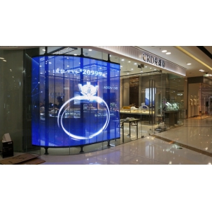 一种适合商场门店，珠宝店玻璃后面通透不挡视线的LED显示屏应用方案